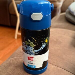 Thermos Blue Space Frog Kids Insulated Bottle with Yellow Accent